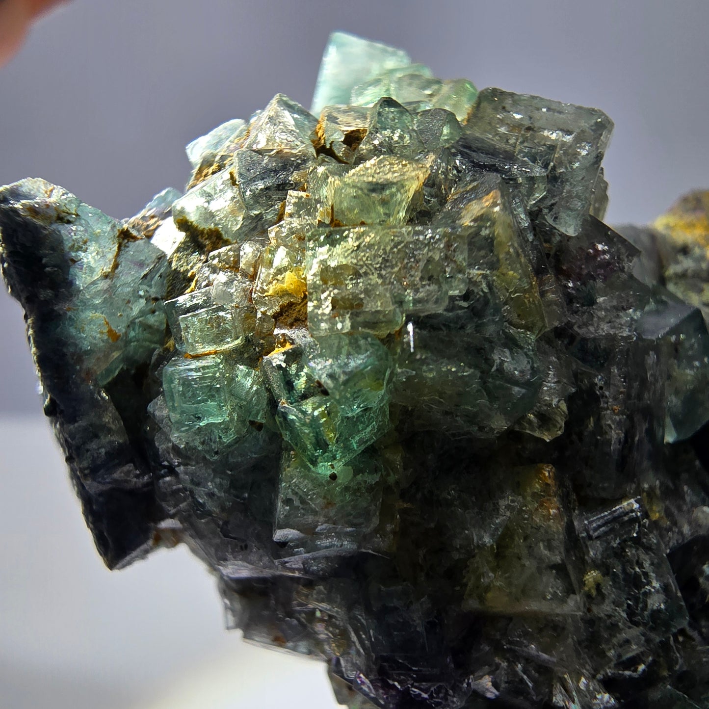 Cube de fluorite fantôme zonal, spécimen d'orthose, Erongo, Namibie, 61 x 50 x 32 mm 