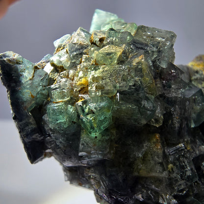 Cube de fluorite fantôme zonal, spécimen d'orthose, Erongo, Namibie, 61 x 50 x 32 mm 