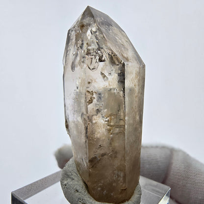 Rare Enhydro Phantom Smoky Quartz Point 3x Bubble Goboboseb, Namibie 45*21*14mm 