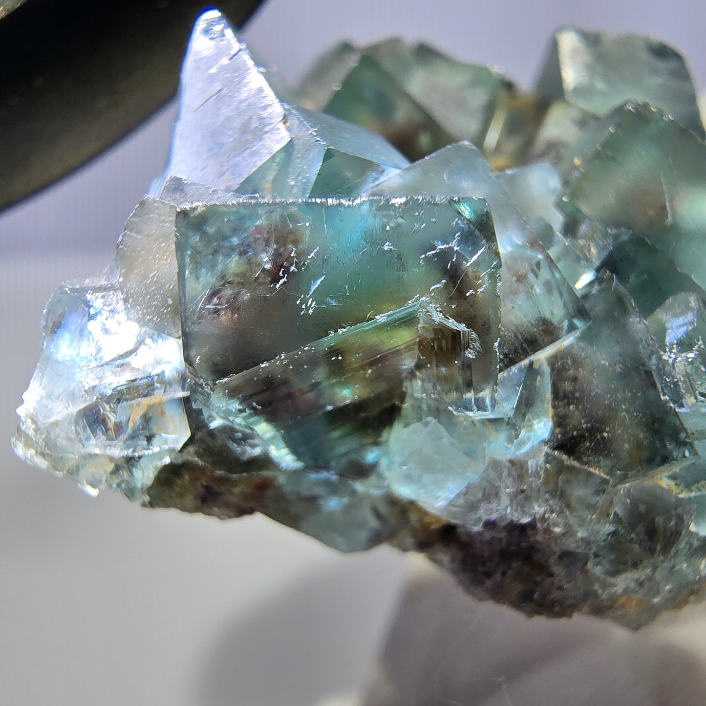 Rare spécimen de cube de fluorite fantôme, vert-brun, Okorusu, Namibie, 46 x 37 x 21 mm 