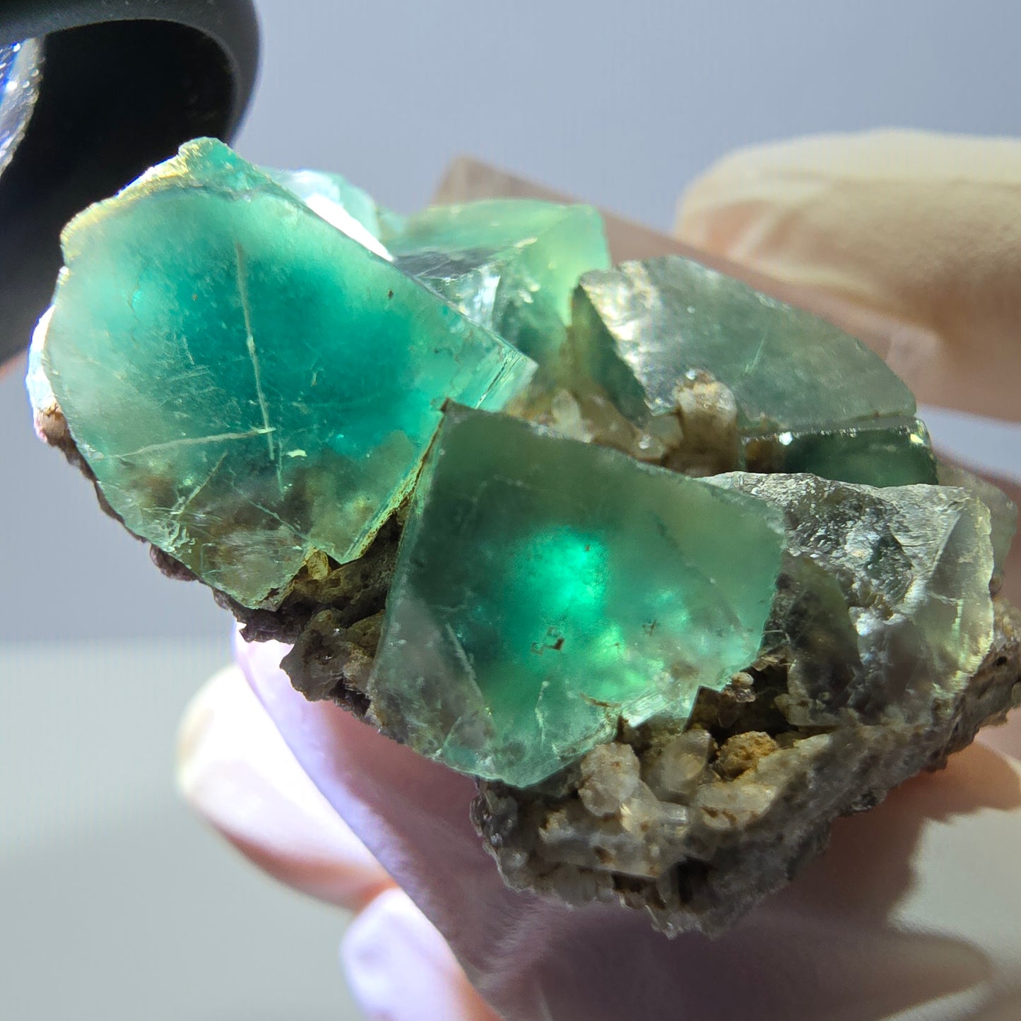 Phantom Fluorit Würfel, Quarz Stufe, grün Okorusu, Namibia 39*32*13mm