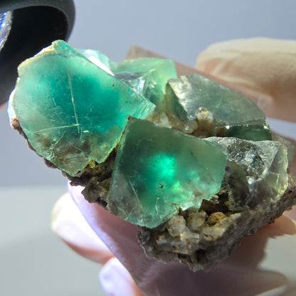 Phantom Fluorit Würfel, Quarz Stufe, grün Okorusu, Namibia 39*32*13mm