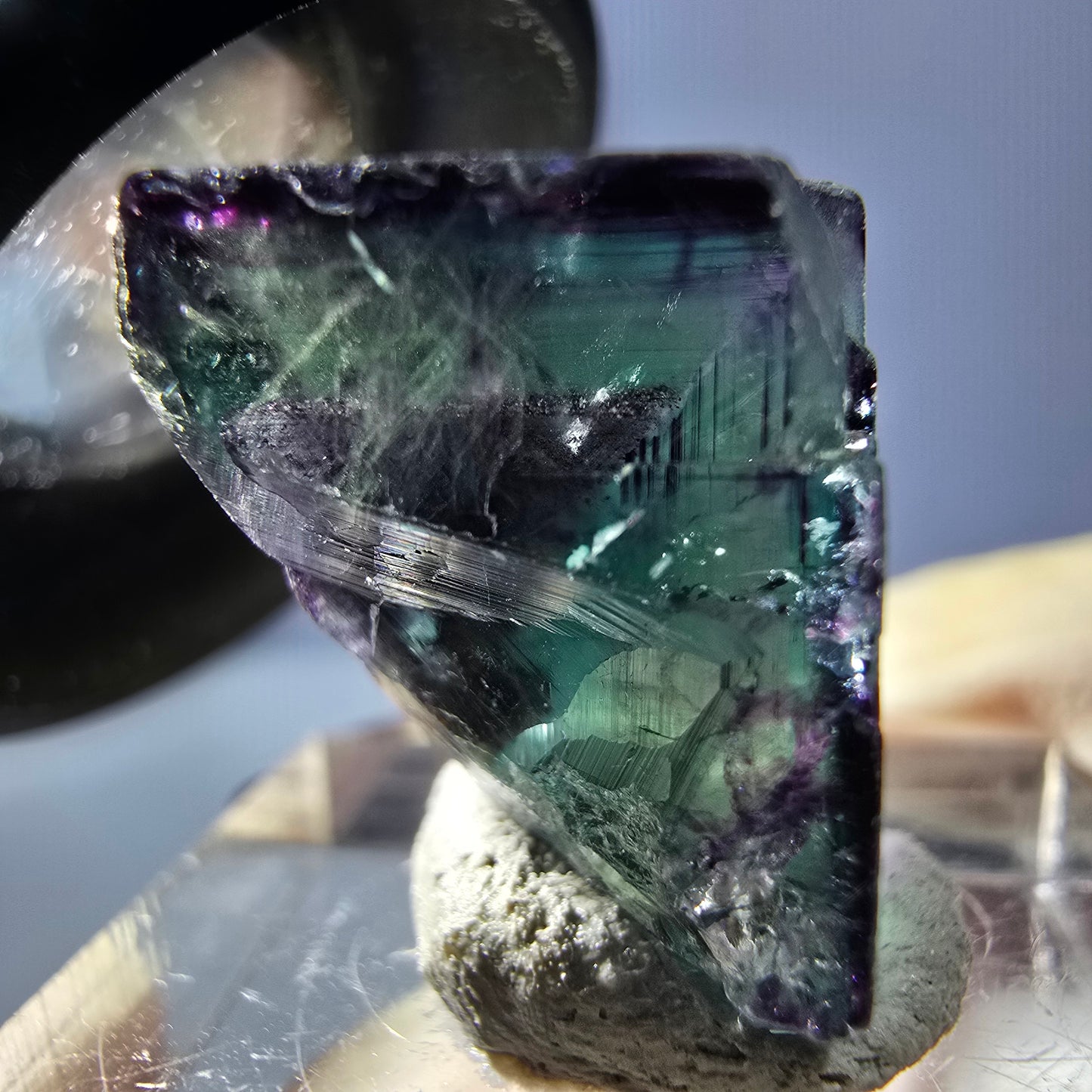 Phantom Fluorit Würfel parkettiert, grün lila Okorusu, Namibia 18*15*15mm