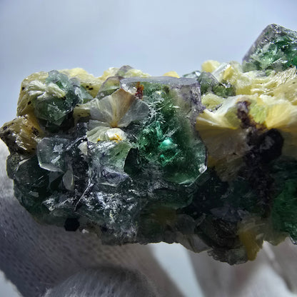 Phantom Fluorit, Rauchquarz, Schörl Turmalin, Muskovit Erongo Namibia 59*51*30mm