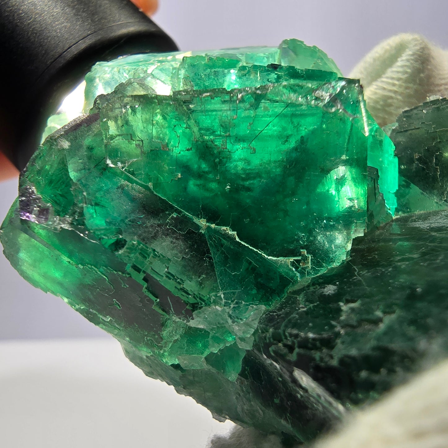 Rare spécimen de cube de fluorite fantôme, parqueté vert Okorusu, Namibie, 74 x 50 x 30 mm 
