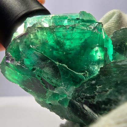 Rare spécimen de cube de fluorite fantôme, parqueté vert Okorusu, Namibie, 74 x 50 x 30 mm 