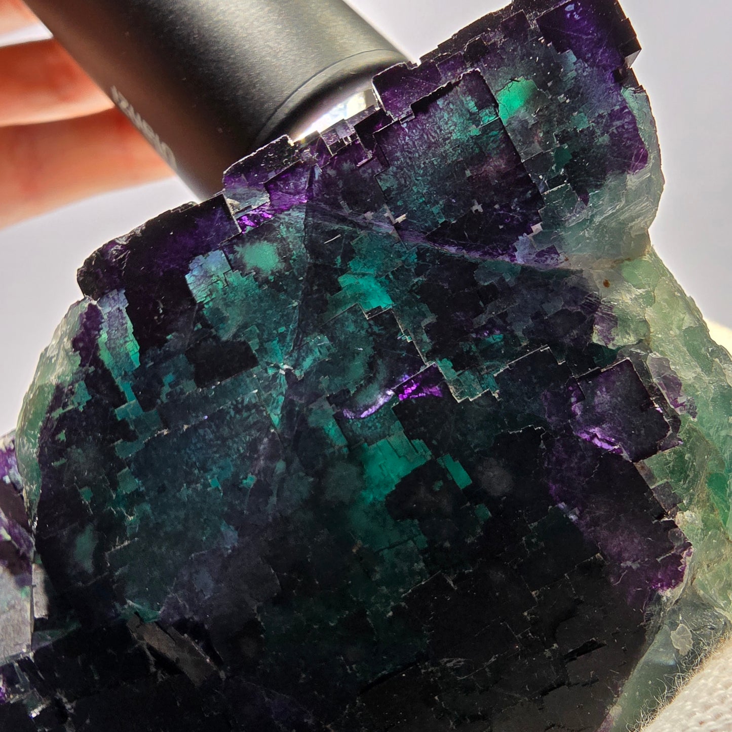 Große Phantom Fluorit Würfel Stufe grün lila zonal 11:11 Angel Pocket, Namibia 98*78*51mm