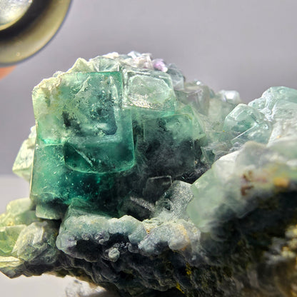 Cube de fluorite fantôme zonal, spécimen de tourmaline Schorl, Erongo, Namibie, 56 x 49 x 41 mm 