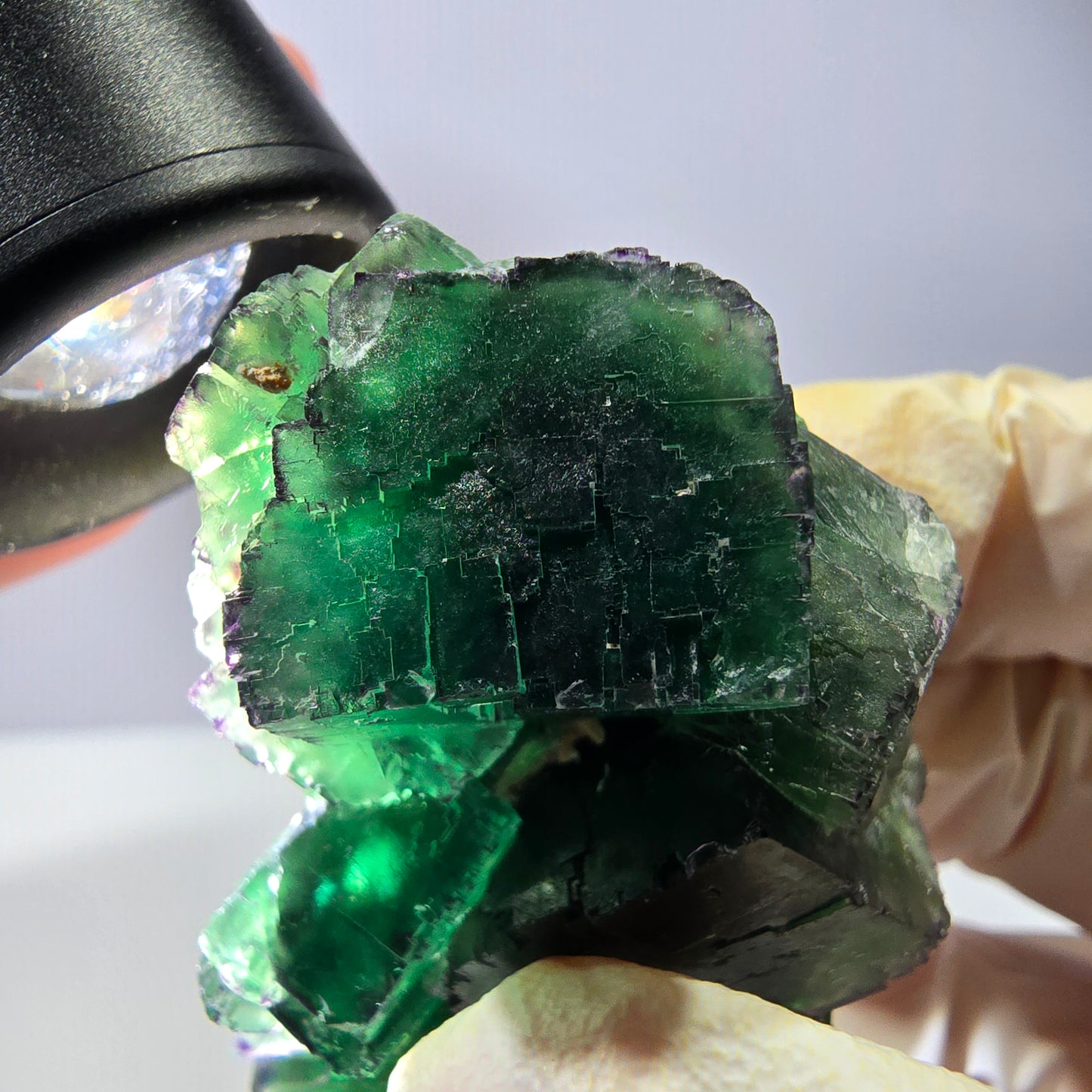 Spécimen de cube de fluorite fantôme, parqueté, zonal Okorusu, Namibie 51*38*29mm 