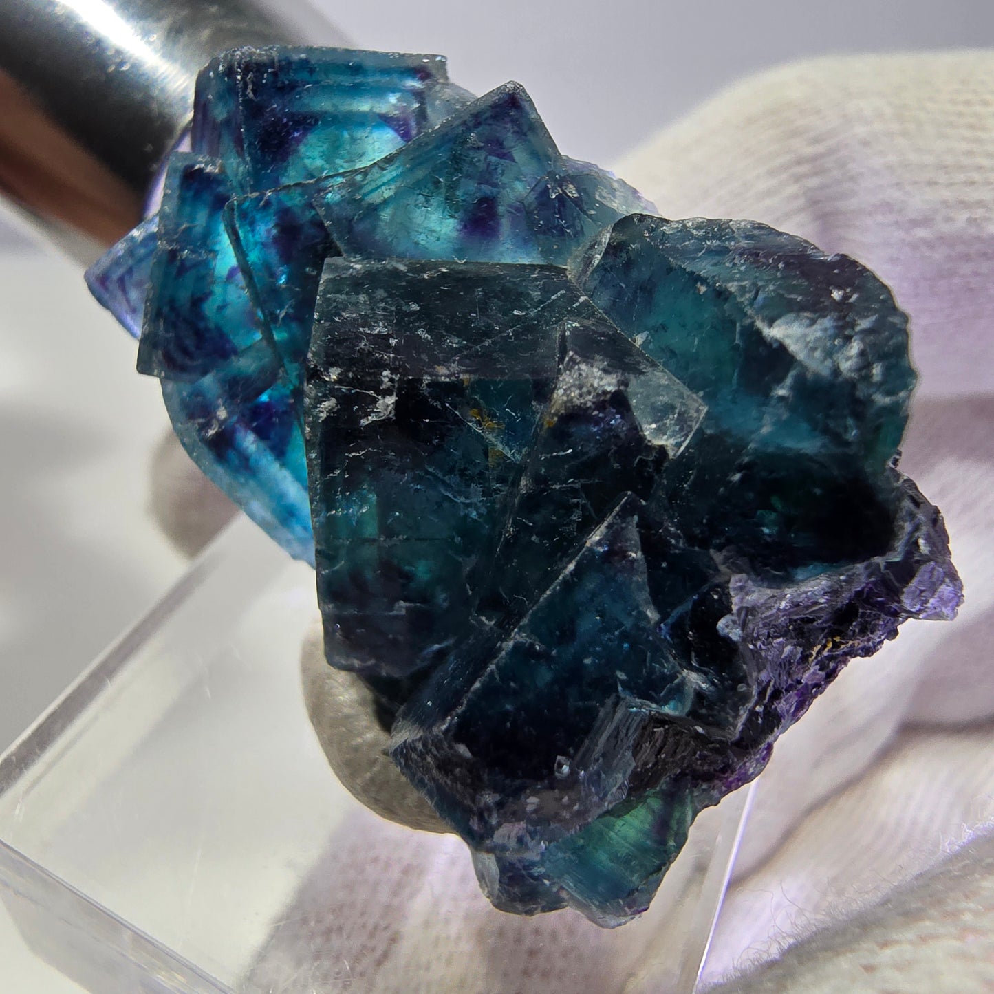 Spécimen de cube de fluorite fantôme, zonal – Nouvelle découverte ! Okorusu, Namibie, 36 x 27 x 16 mm 