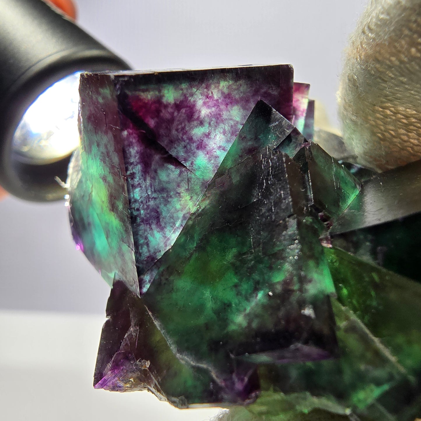 Phantom Fluorit Würfel Stufe parkettiert zonal Okorusu Namibia 63*51*30mm