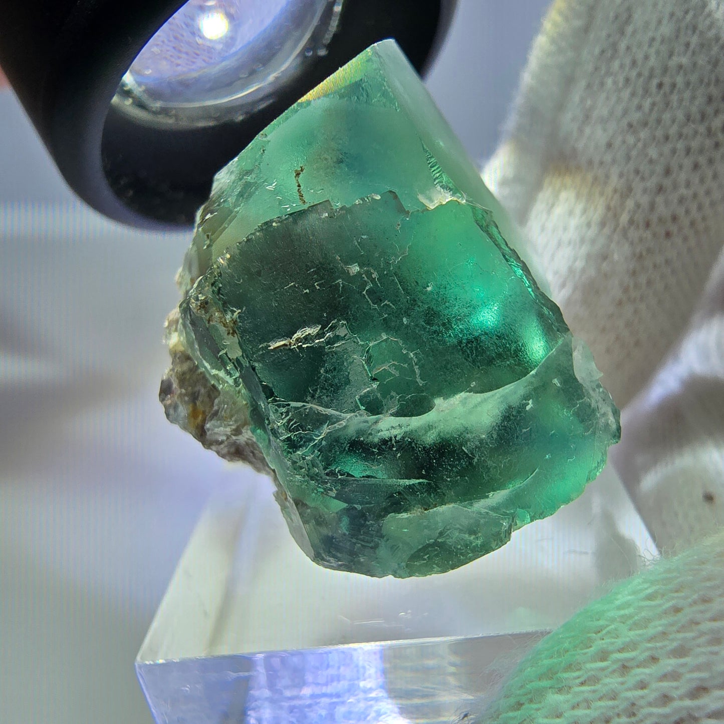 Clear Phantom Fluorite Cube Specimen, green turquoise Okorusu, Namibia 32*25*19mm 