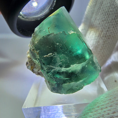 Clear Phantom Fluorite Cube Specimen, green turquoise Okorusu, Namibia 32*25*19mm 