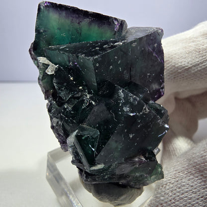 Klare Phantom Fluorit Würfel Stufe zonal grün lila Okorusu, Namibia 52*36*32mm