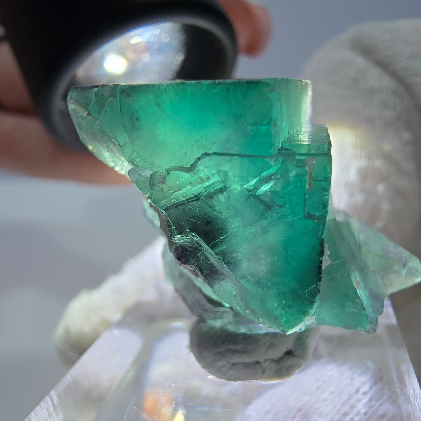Spécimen zonal de cube de fluorite fantôme, vert violet, Okorusu, Namibie, 30 x 28 x 24 mm 