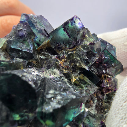 Clear Phantom Fluorite Cube Specimen zonal green purple Okorusu, Namibia 60*39*24mm 