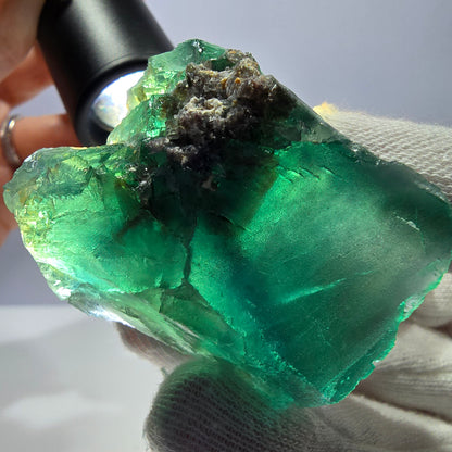 Rare spécimen de cube de fluorite fantôme, parqueté vert Okorusu, Namibie, 52 x 41 x 31 mm 