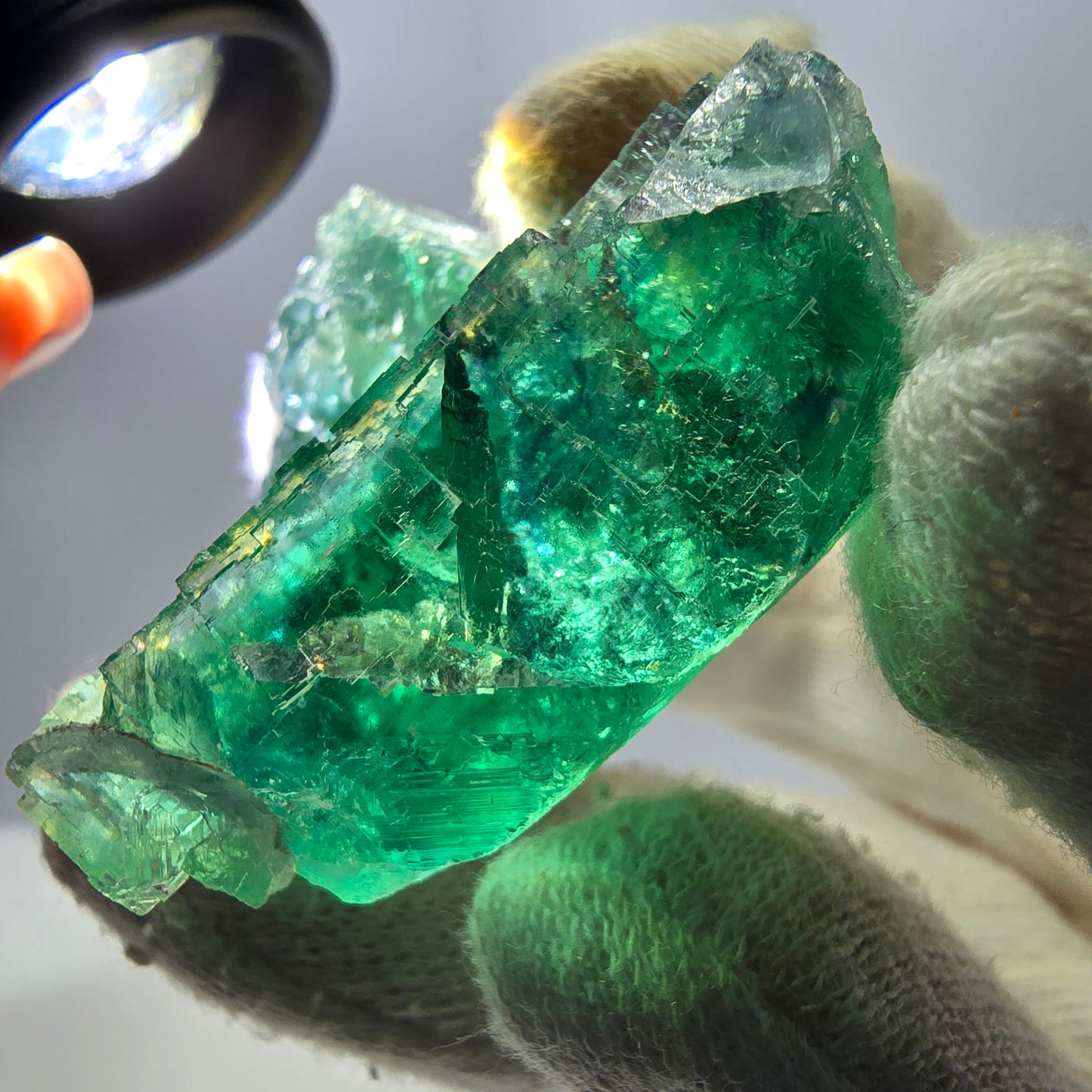 Seltene Phantom Fluorit Würfel Stufe parkettiert grün Okorusu Namibia 47*41*30mm