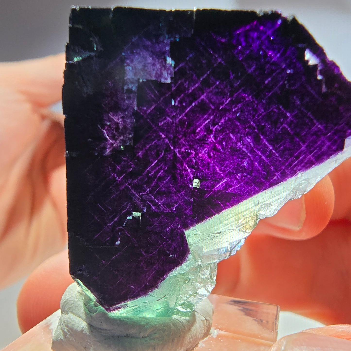 Fluorit Würfel Stufe, parkettiert grün lila 11:11 Angel Pocket Okorusu, Namibia 36*35*19mm