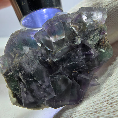 Clear Phantom Fluorite Cube Specimen zonal green purple Okorusu, Namibia 42*32*33mm 