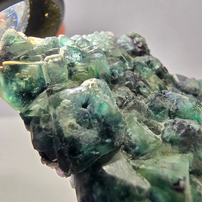 Rares cubes de fluorite fantôme zonaux, spécimen de hyalite Erongo, Namibie 82 x 49 x 26 mm 