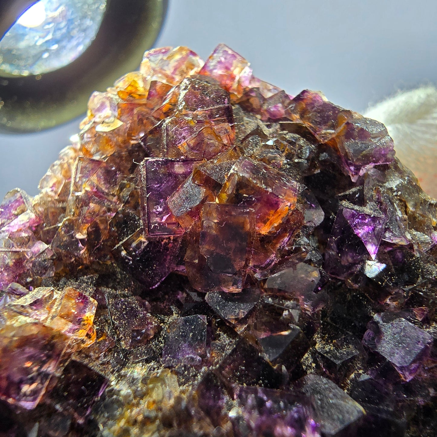 Phantom Fluorit Würfel Stufe doppelseitig lila gelb Okorusu Namibia 79*61*27mm
