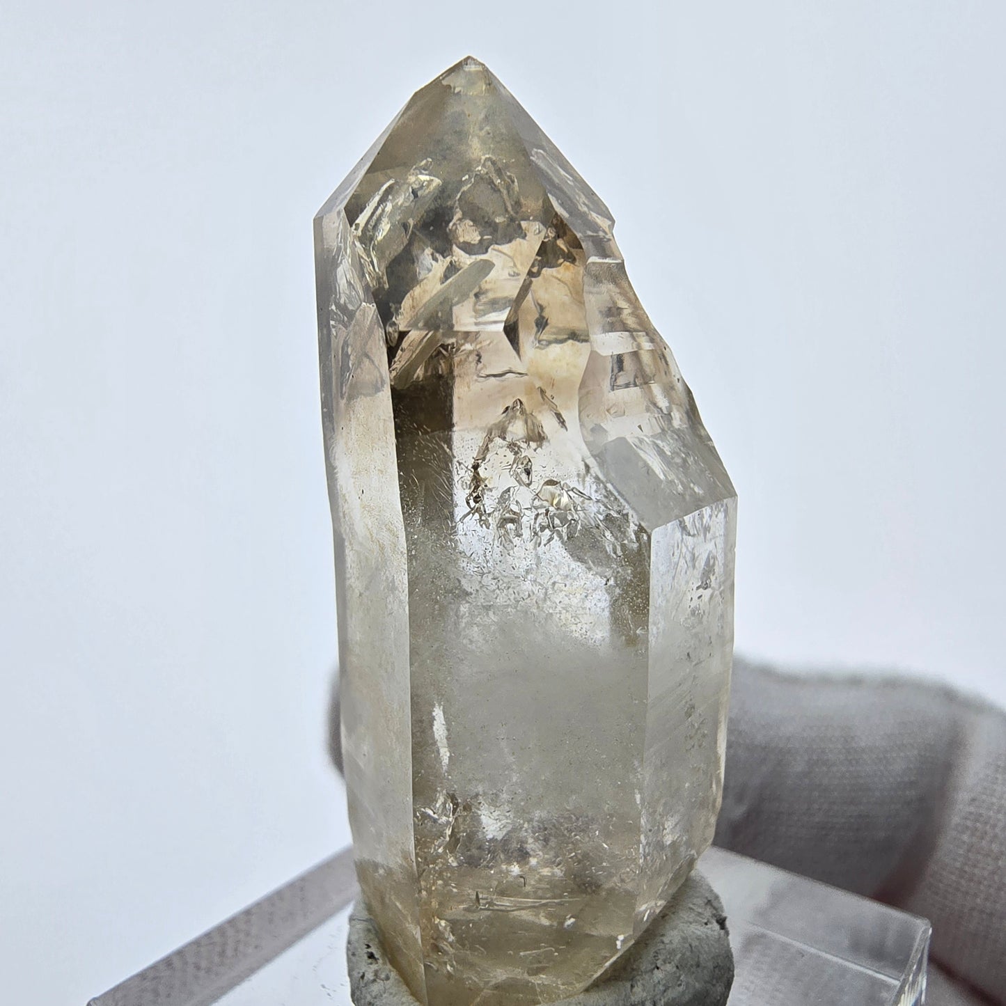Enhydro Phantom Smoky Quartz Sceptre Tip 2x Bubble Goboboseb, Namibie 39*17*16mm 