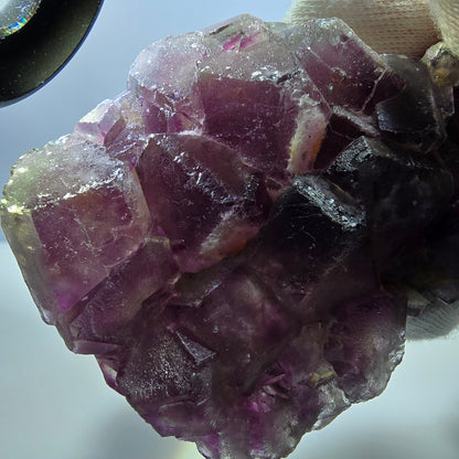 Phantom Fluorit Würfel Stufe, parkettiert pink gelb Okorusu, Namibia 86*53*21mm
