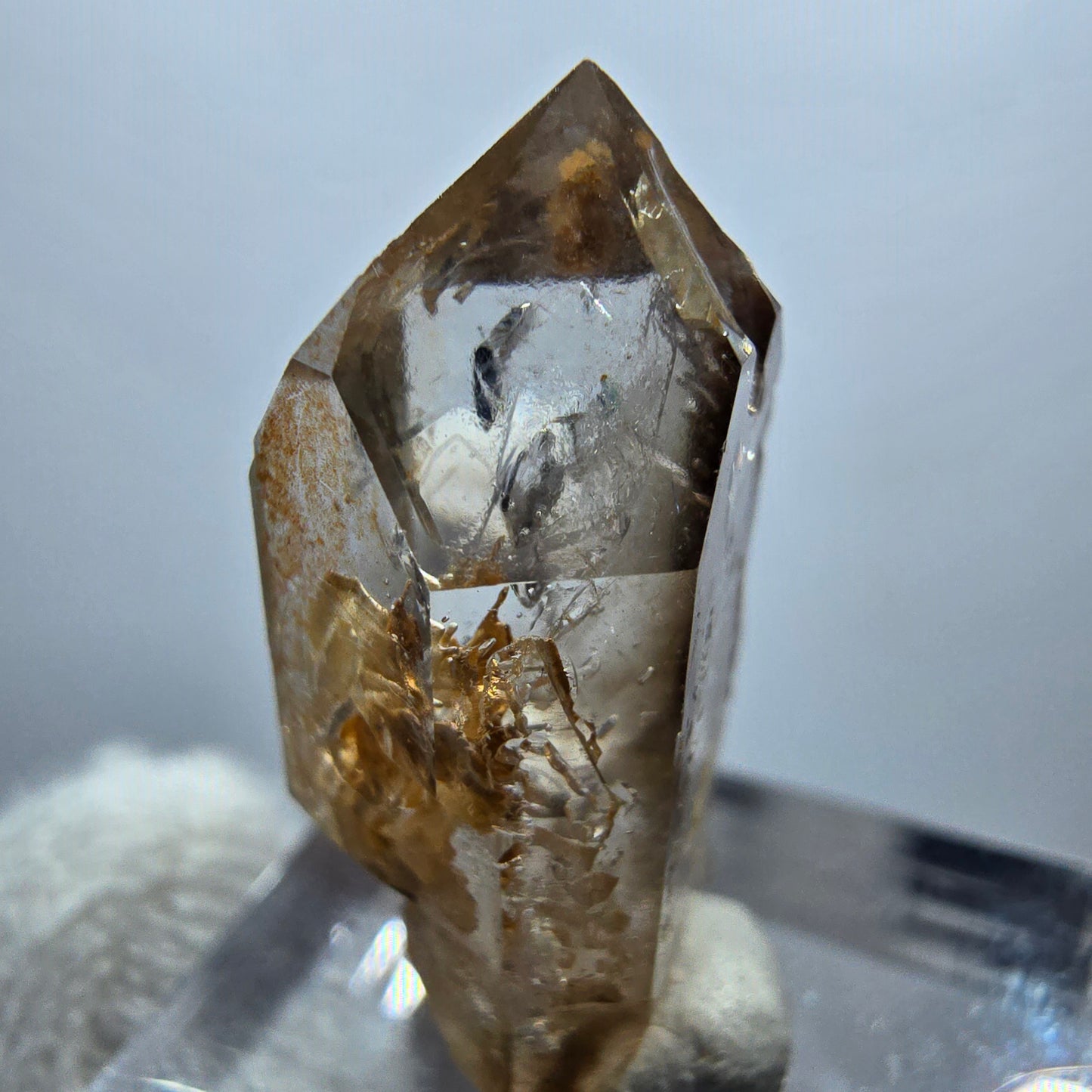 Sceptre Enhydro Phantom Smoky Quartz DT, 1x Bubble Goboboseb, Namibie 28*14*10mm 