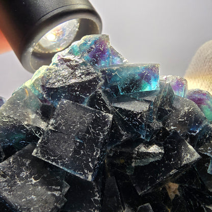 Grand spécimen de cube de fluorite fantôme, zonal – Nouvelle découverte ! Okorusu, Namibie, 105 x 79 x 31 mm 