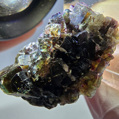 Phantom Fluorit Würfel Stufe, grün lila Okorusu, Namibia 28*24*13mm