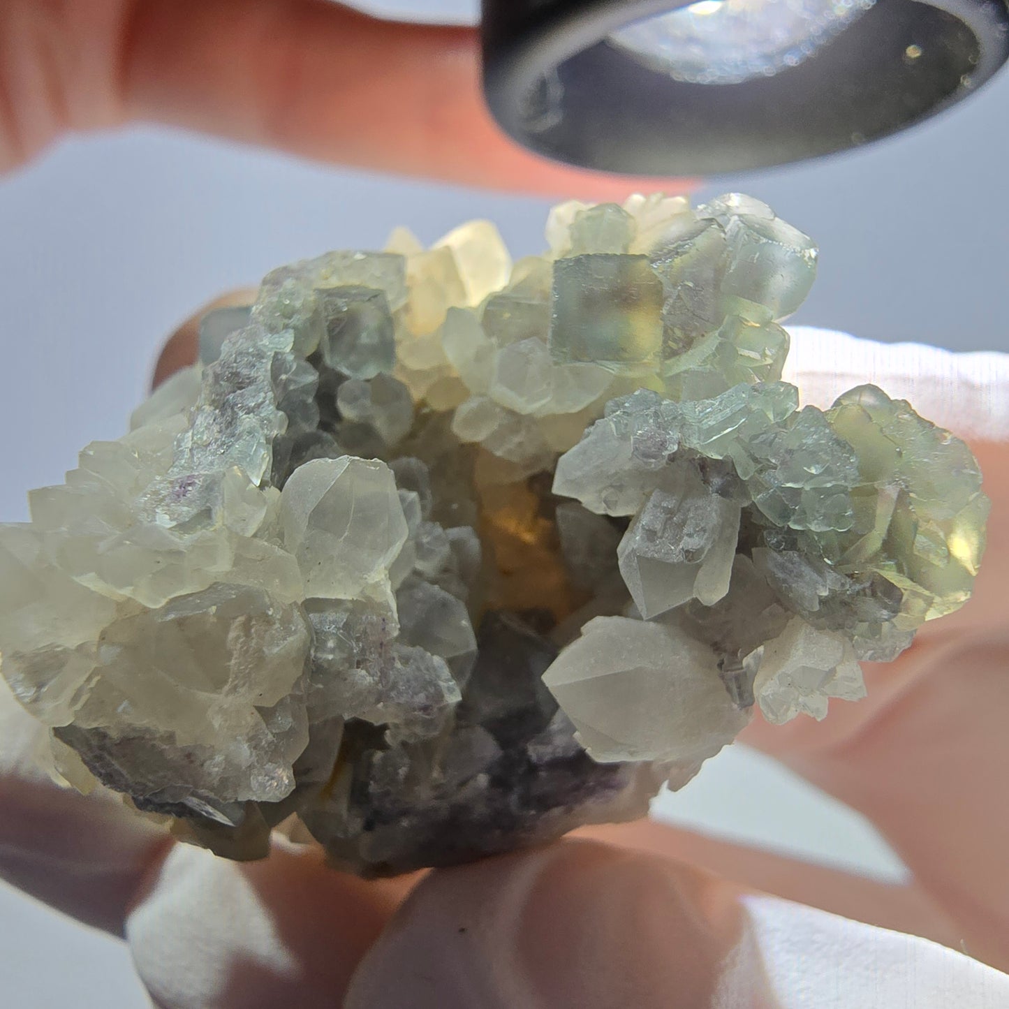Rare cube de fluorite fantôme, spécimen de quartz vert Okorusu, Namibie, 42 x 31 x 31 mm 