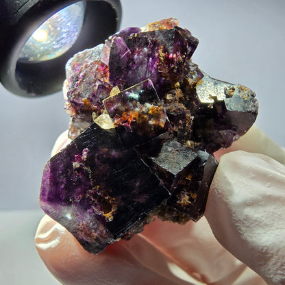 Rare spécimen de cube de fluorite fantôme, vert-violet, Okorusu, Namibie, 41 x 34 x 24 mm 