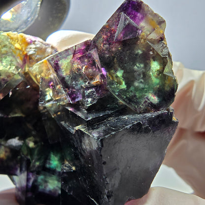 Spécimen de cube de fluorite fantôme, parqueté vert violet, Okorusu, Namibie 57*50*35 mm 