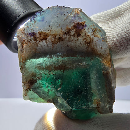 Phantom Fluorit Würfel Stufe, parkettiert zonal Okorusu Namibia 65*54*41mm