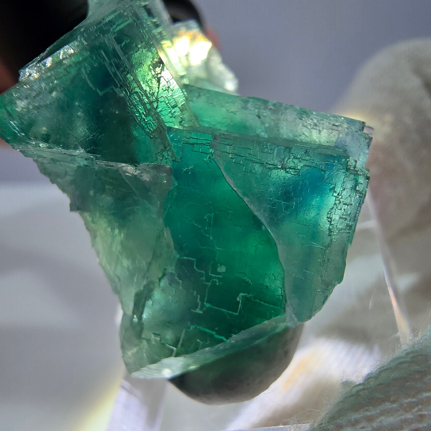 Spécimen de cube de fluorite fantôme parqueté vert turquoise Okorusu, Namibie 41*35*22mm 