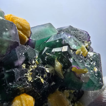 Fluorite fantôme hexagonale, hyalite, tourmaline Schörl, muscovite Erongo, Namibie 93*73*42mm 