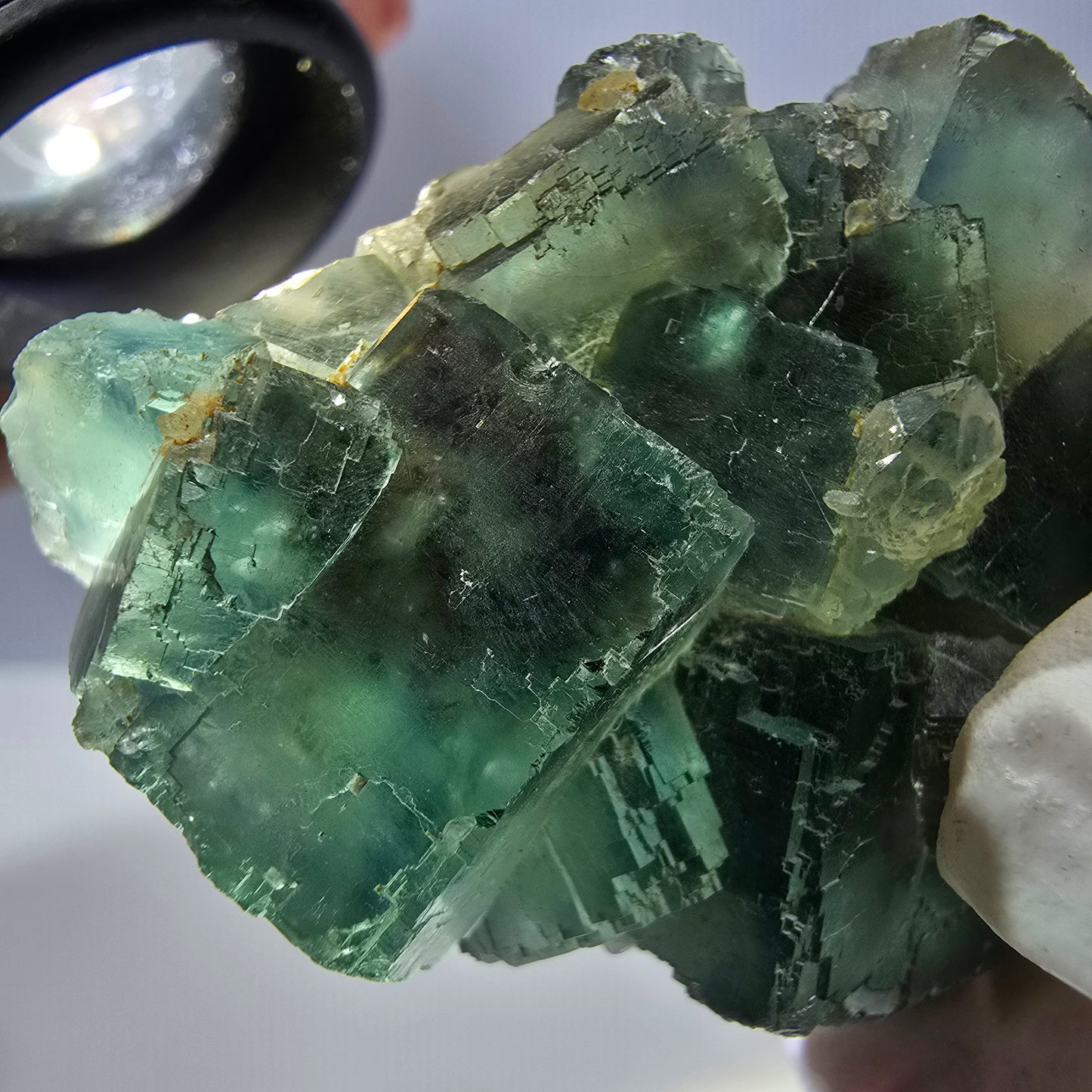 Rare cube de fluorite fantôme, spécimen de quartz vert Okorusu, Namibie, 55 x 36 x 20 mm 