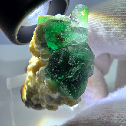 Cube de fluorite fantôme zonal, spécimen de muscovite, Erongo, Namibie, 38 x 30 x 19 mm 