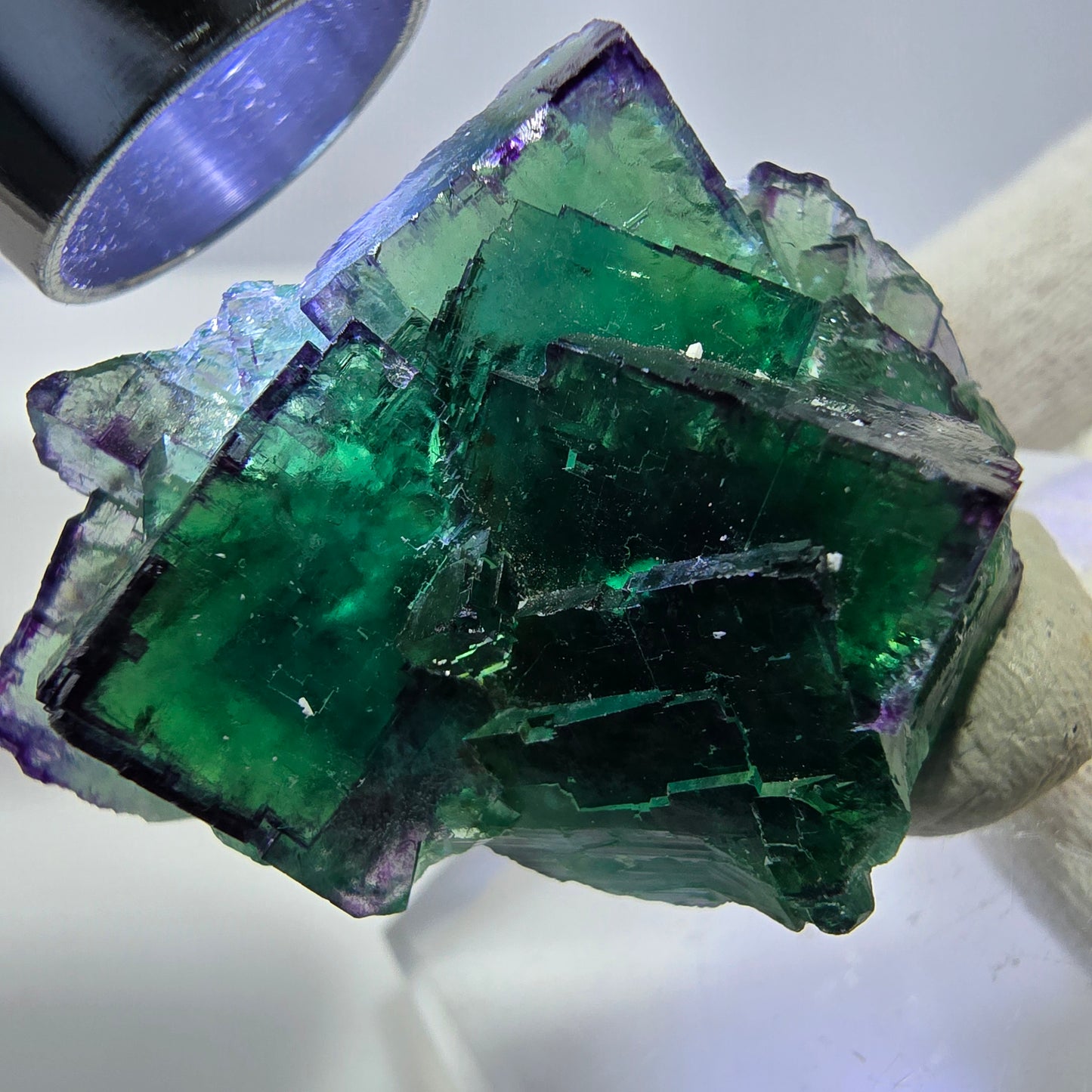 Rare Phantom Fluorite Cube Specimen zonal green purple Okorusu, Namibia 47*33*21mm 