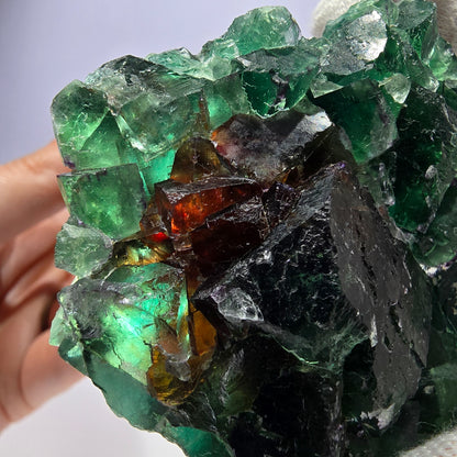 Grand spécimen de cube de fluorite fantôme parqueté, Okorusu zonal, Namibie, 84 x 74 x 23 mm 