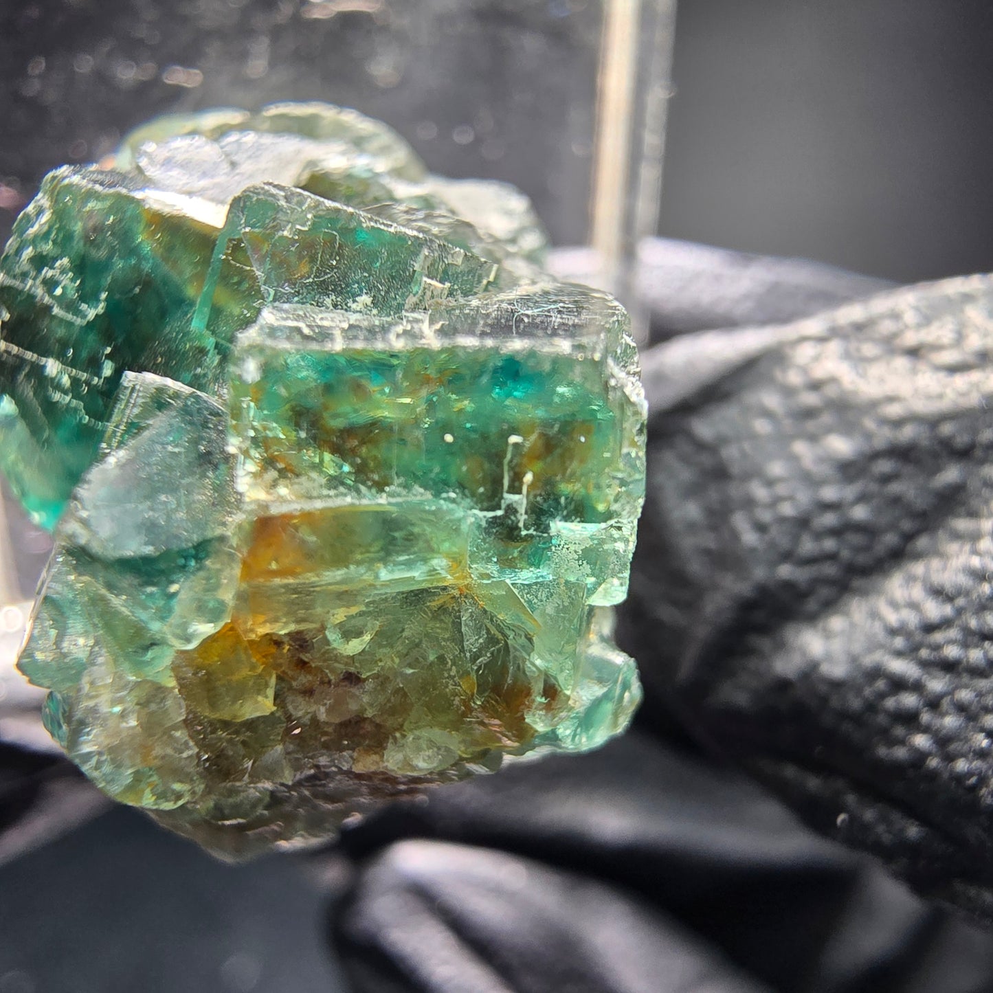 Seltene klare Phantom Fluorit Würfel Stufe grün Okorusu, Namibia 25*18*17mm