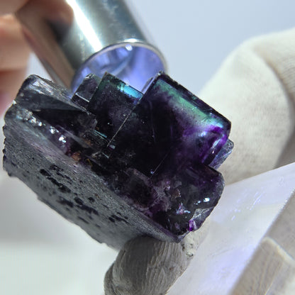 Klare Phantom Fluorit Würfel Stufe zonal grün lila Okorusu, Namibia 33*26*17mm