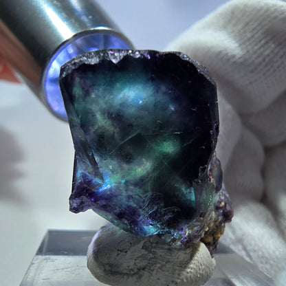 Seltene Phantom Fluorit Würfel Stufe zonal grün lila Okorusu, Namibia 25*22*21mm