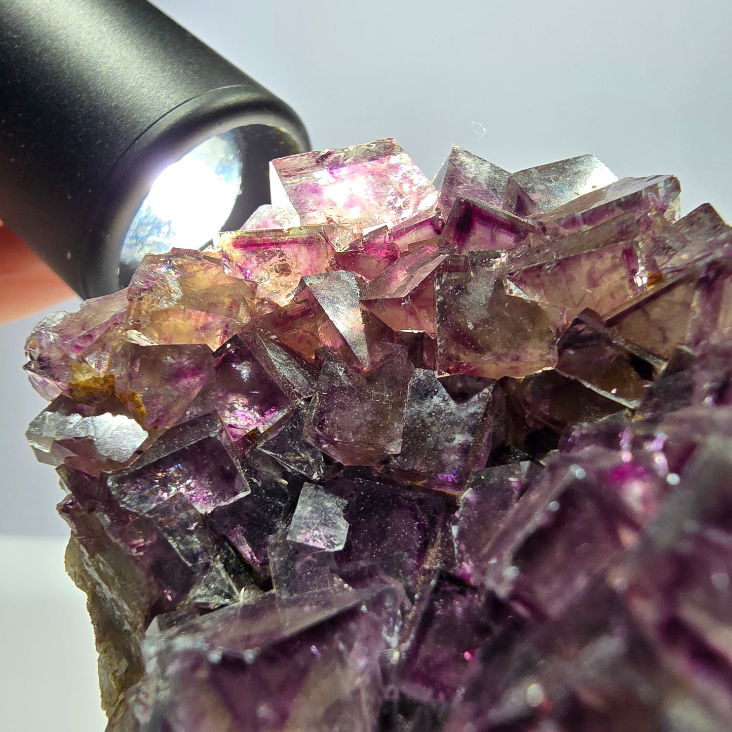 Seltene Phantom Fluorit Würfel Stufe, lila grün Okorusu Namibia 72*50*27mm