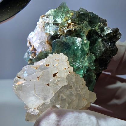 Rare cube de fluorite fantôme, spécimen de quartz vert Okorusu, Namibie, 52 x 37 x 35 mm 