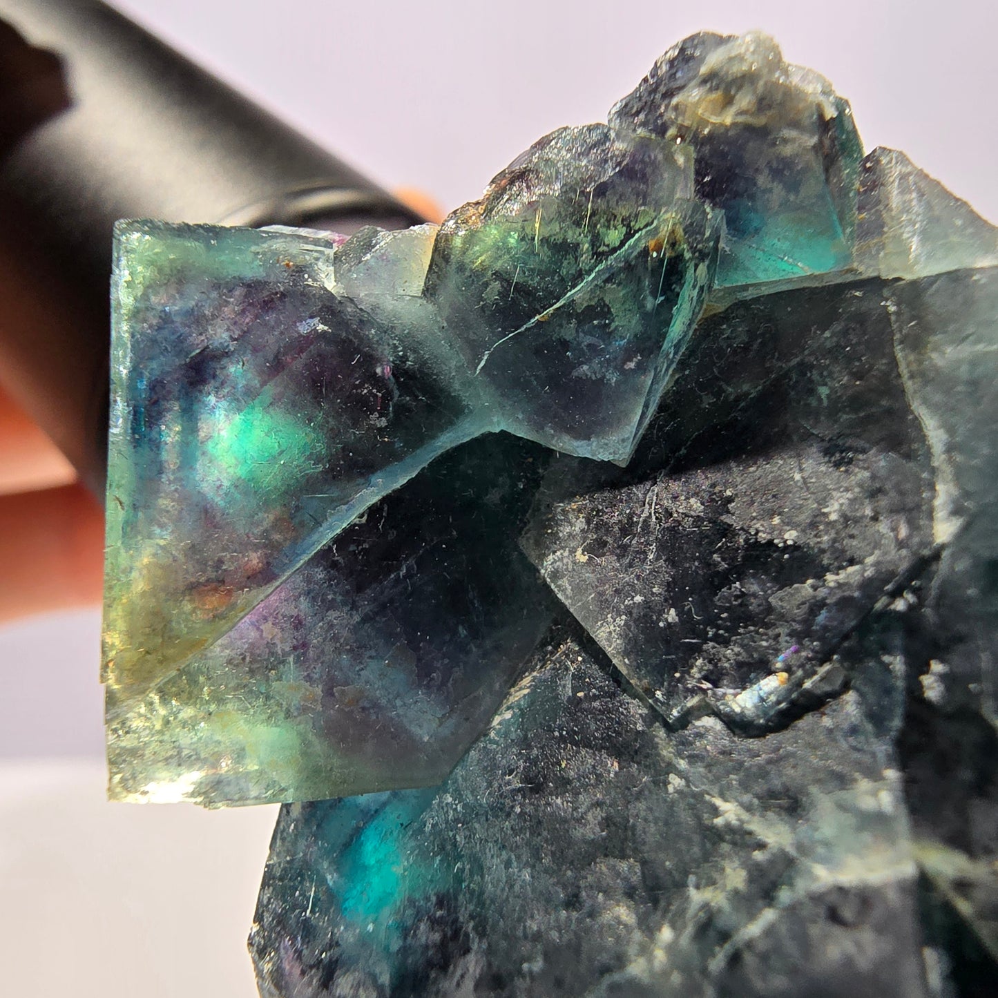 Seltene Phantom Fluorit Würfel Stufe, zonal - Neuer Fund! Okorusu Namibia 67*48*28mm