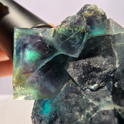 Seltene Phantom Fluorit Würfel Stufe, zonal - Neuer Fund! Okorusu Namibia 67*48*28mm
