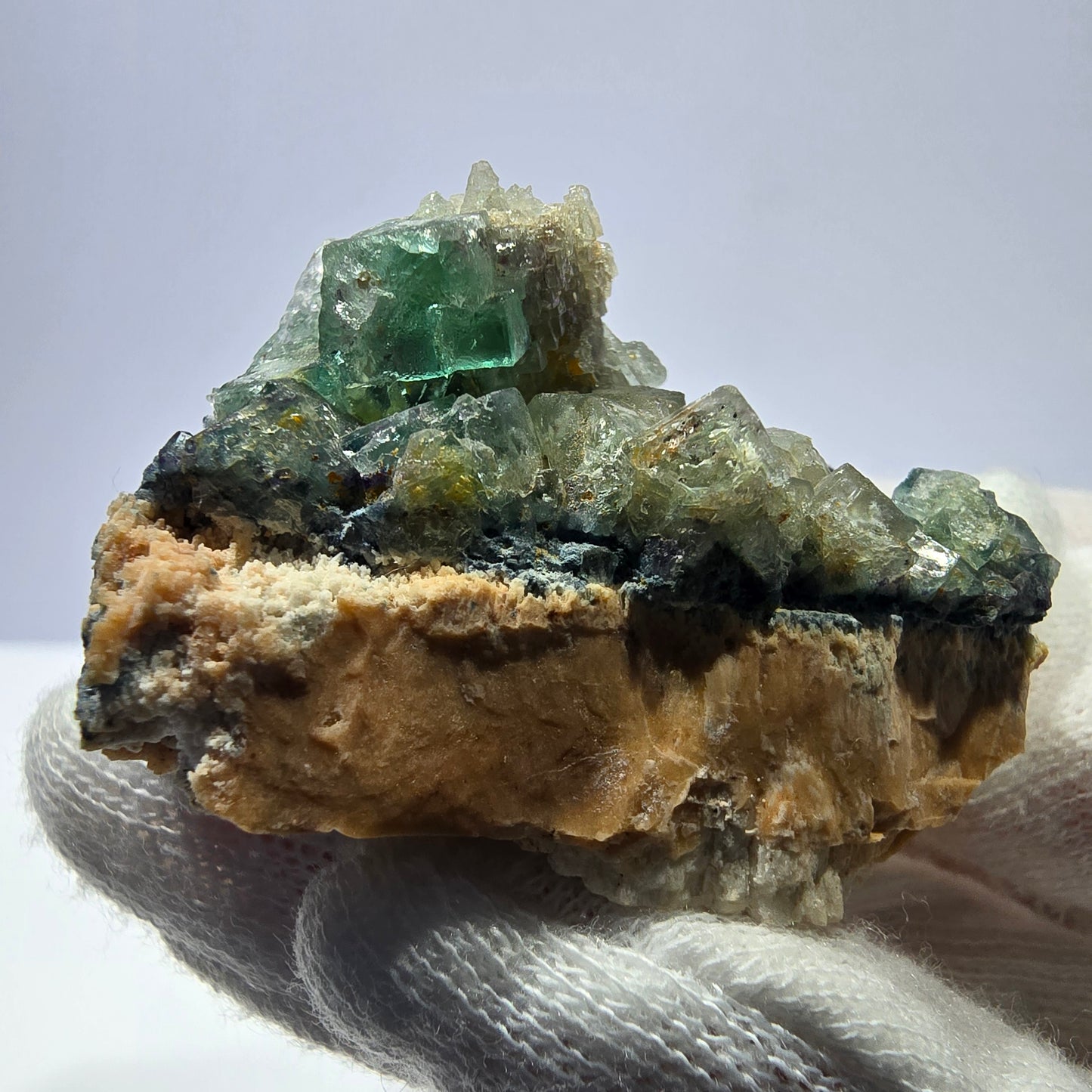 Cube de fluorite fantôme zonal, spécimen d'orthose, Erongo, Namibie, 62 x 45 x 30 mm 