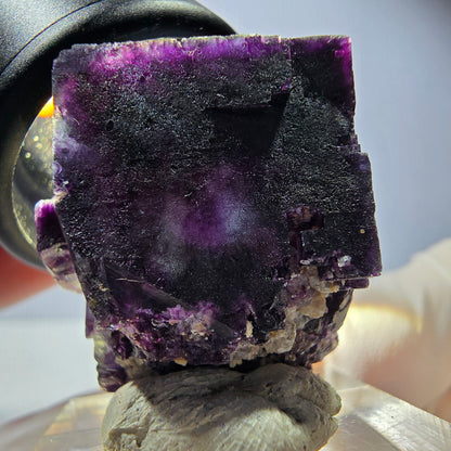 Phantom Fluorite cube parquetted, green purple Okorusu, Namibia 26*24*22mm 